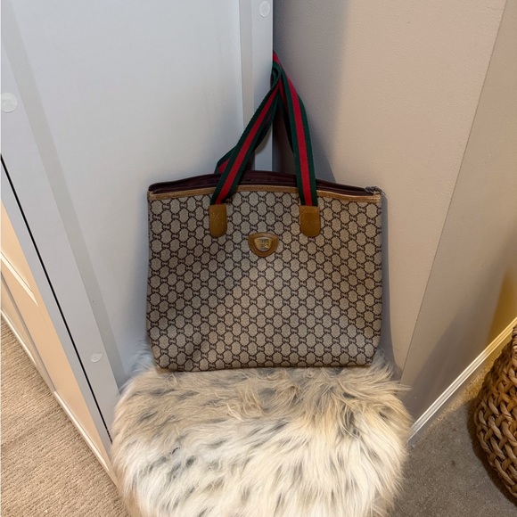 Gucci GG Plus Tote Sherry Line Vintage Beige COA - Picture 4 of 8